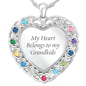 My Heart Belongs to My Grandkids Personalized Pendant Necklace