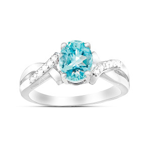 Elegance Aquamarine and Diamond Ring