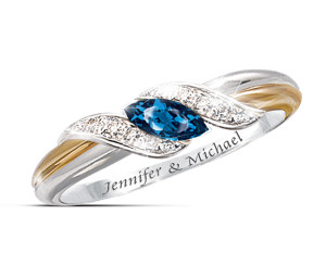Sapphire and Diamond Embrace Personalized Ring