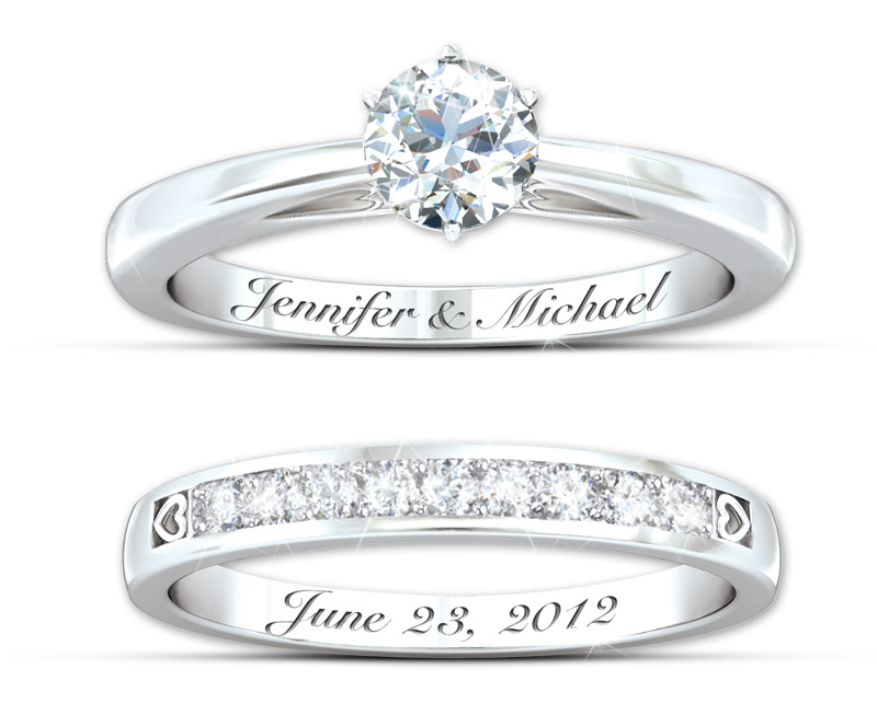personalized diamond bridal ring set