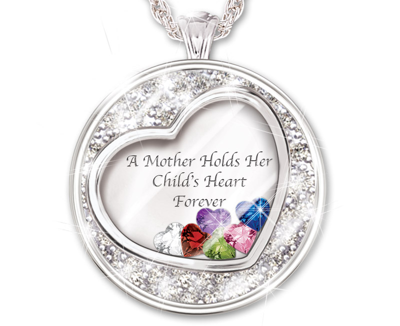 personalized family birthstone pendant necklace