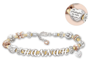 My Granddaughter, My Love Personalized Beaded Cable Bracelet