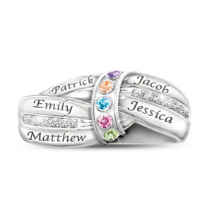 A Mother's Embrace Personalized Birthstone Ring in Silver