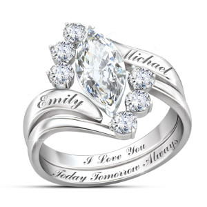 Love Completes Us Personalized White Topaz Ring