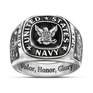 Navy Personalized Ring