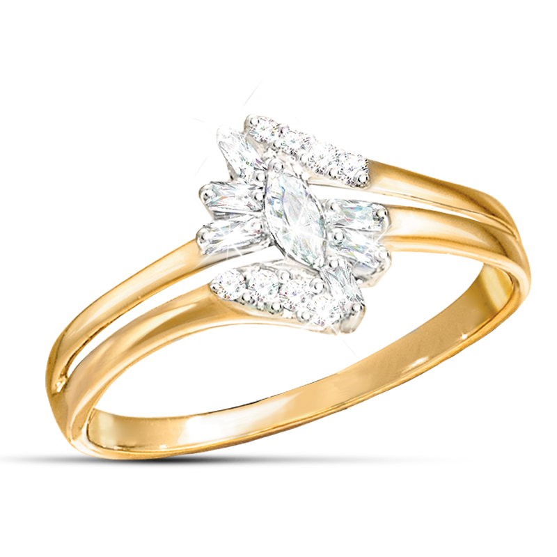 Fire and Ice Solid 10K Gold and Diamond Ring