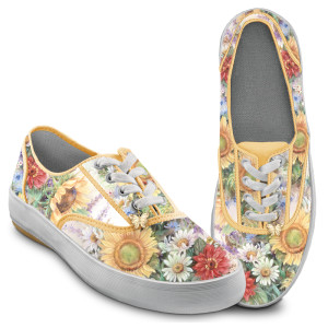 Lena Liu Artistically Designed Canvas Sneakers: Sunflower Splendor
