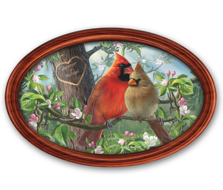 Love Birds Personalized Wall-Hanging Collector Plate by Artist James Hautman