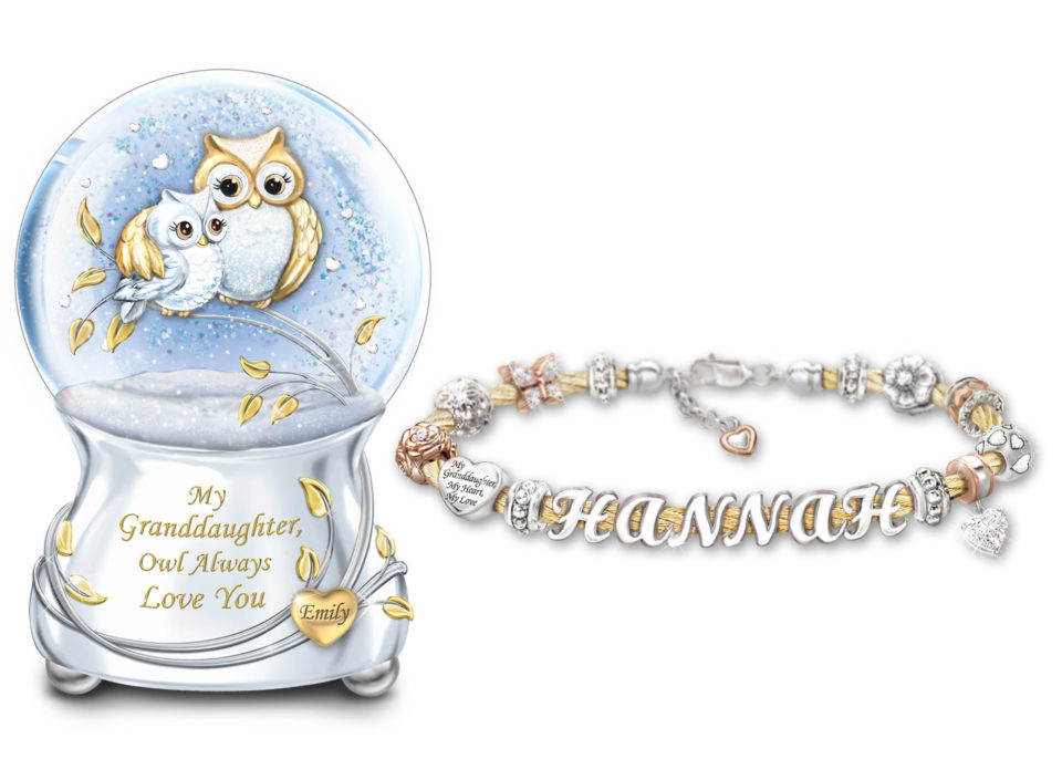 Owl Always Love You Glitter Globe and Personalized Bracelet