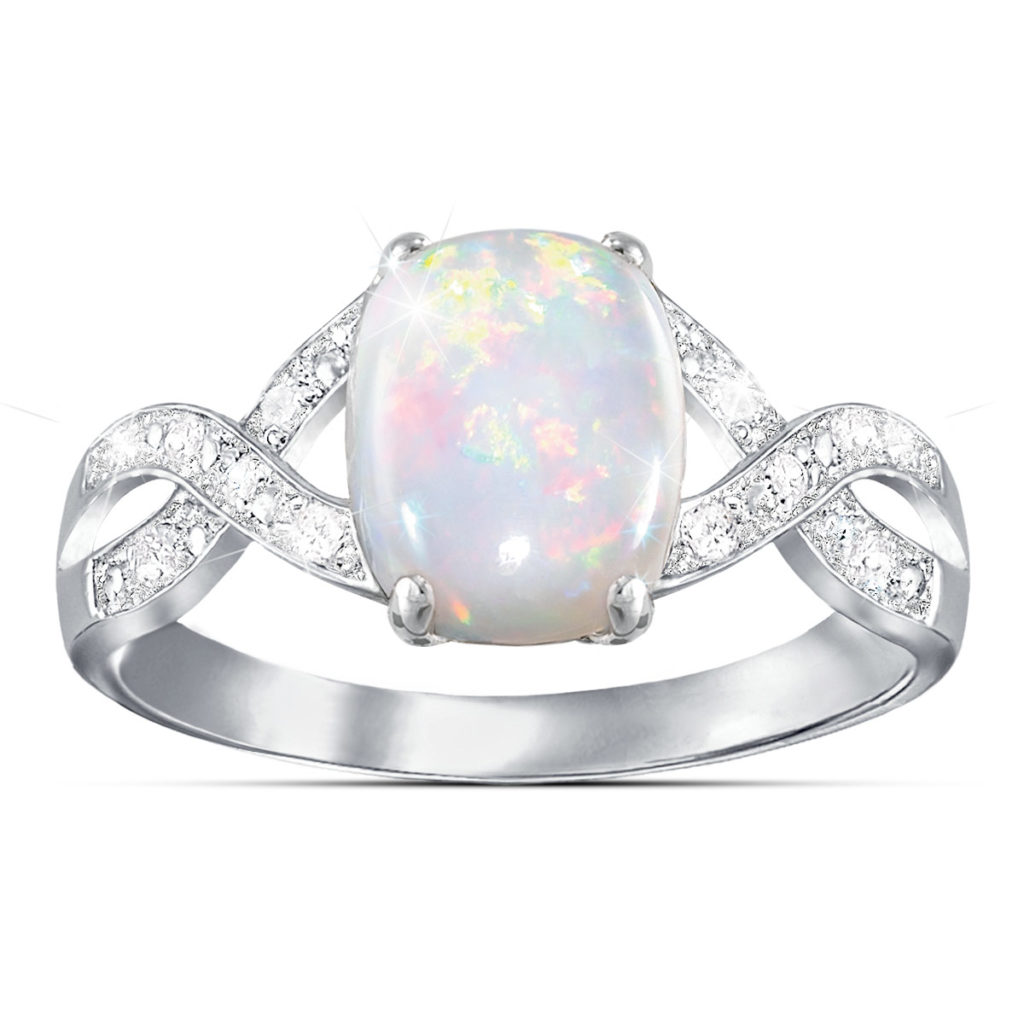 Shimmering Elegance Opal and Diamond Ring