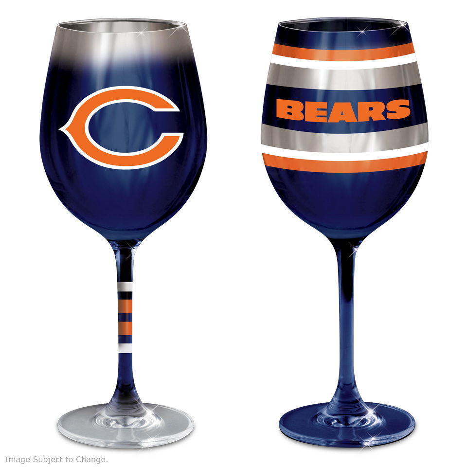CHicago bears themed wine glasses