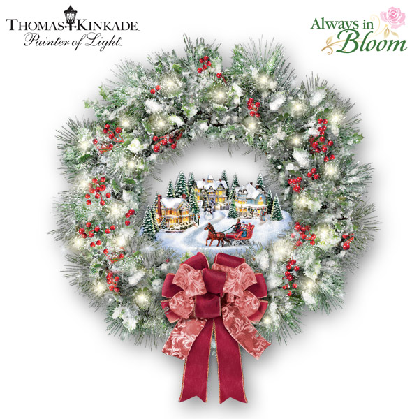 Thomas Kinkade A Holiday Homecoming Wreath
