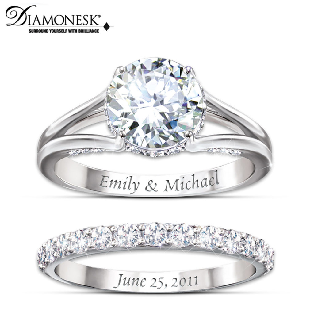 Diamonesk Personalized Bridal Ring Set