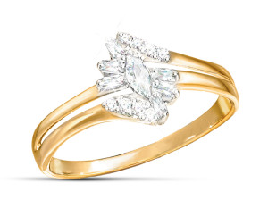 Fire And Ice 10K Solid Gold And Diamond Ring