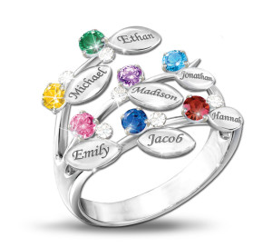 personalized family birthstone ring