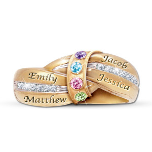A Mother's Embrace Personalized Birthstone Ring Plated in 24K Gold