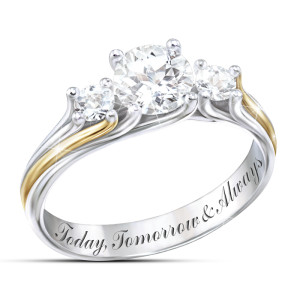 I Am Yours Engraved White Topaz Ring