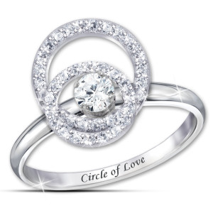 Circle of Love White Topaz Spinning Ring