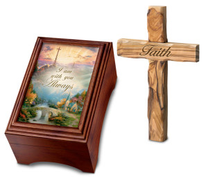 Thomas Kinkade Holy Land Olive Wood Prayer Cross and Keepsake Box