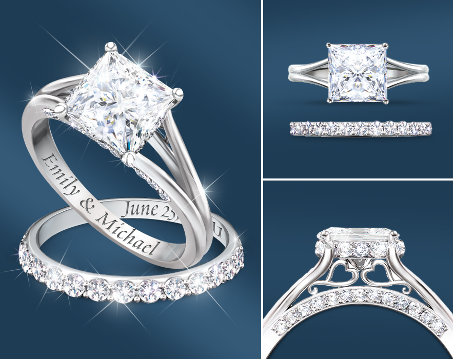 Princess Personalized Bridal Ring Set