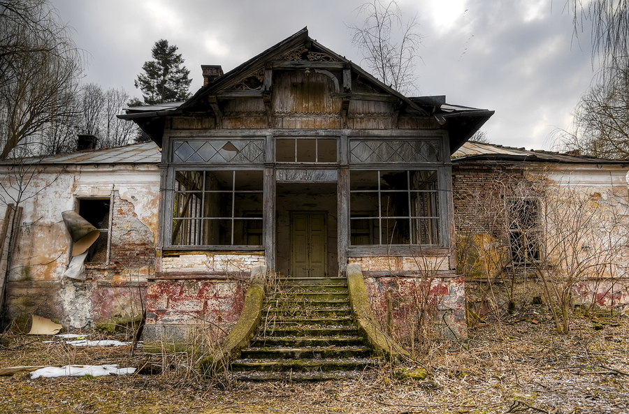 big old abandoned house ruin in transylvania