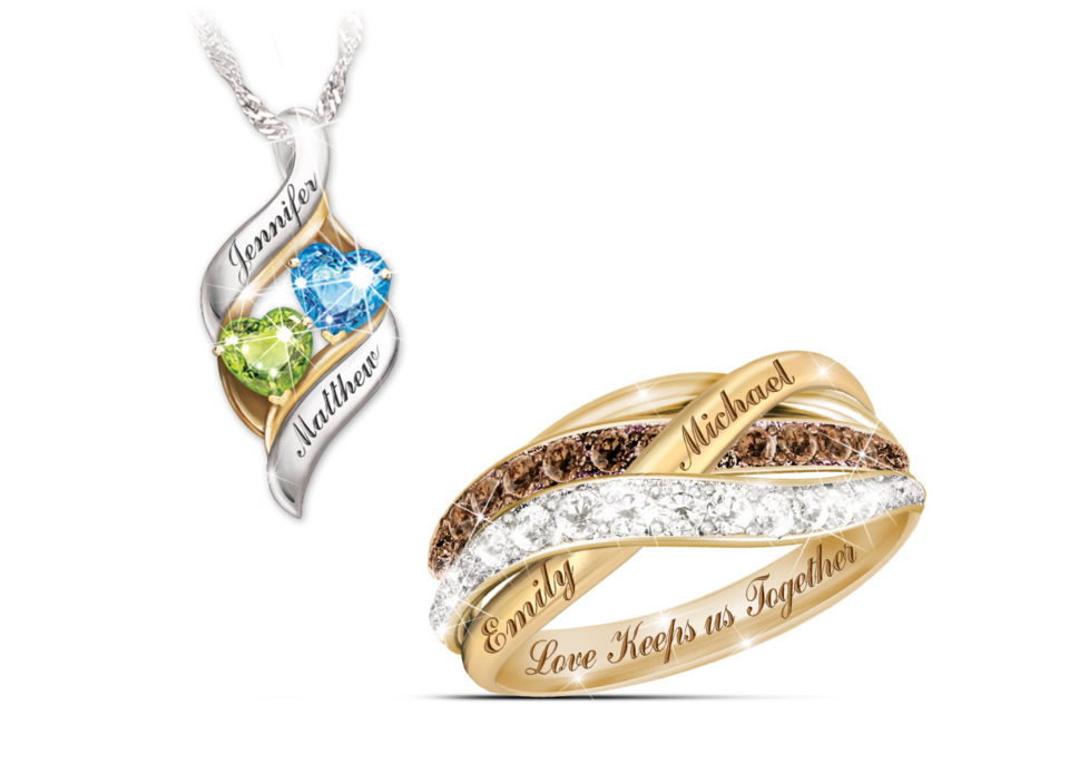Birthstone necklace and mocha diamond ring