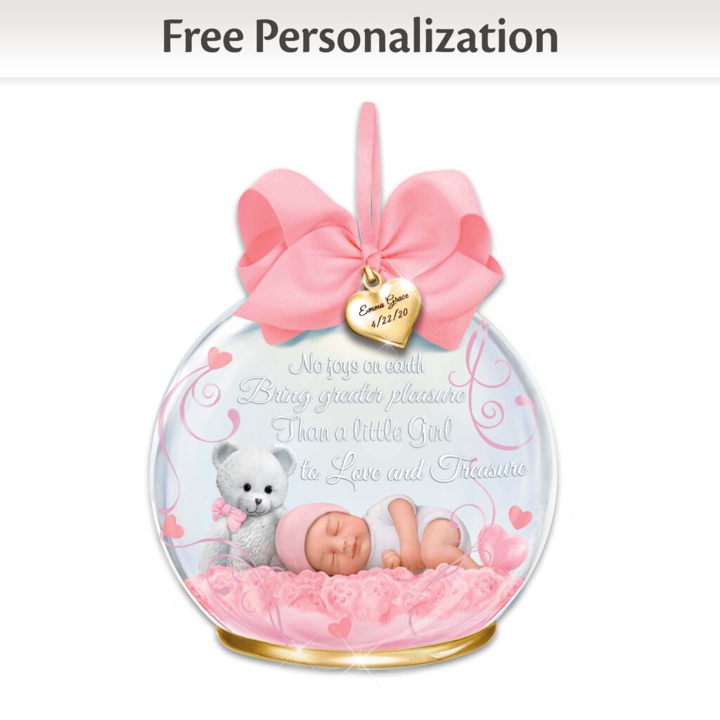 A Baby to Treasure Personalized Ornament Girl