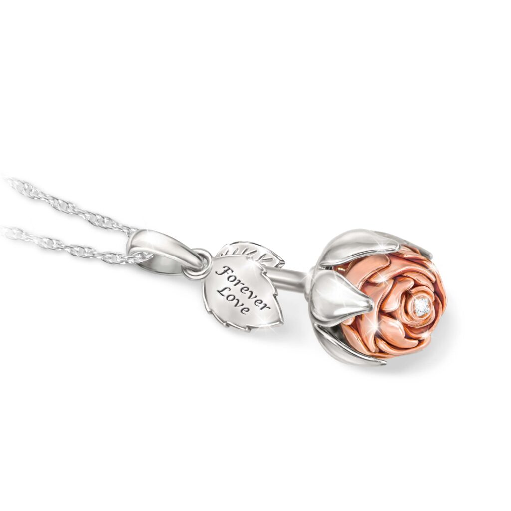 Blooming Rose of Love Diamond Pendant Necklace