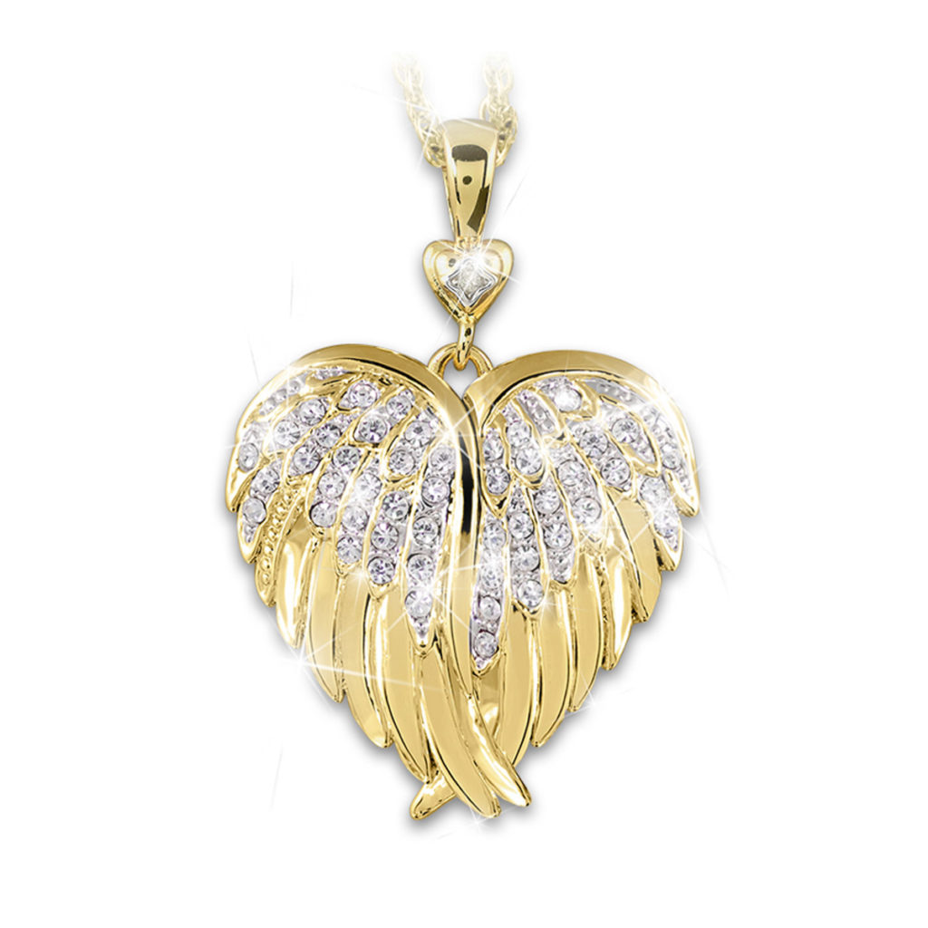 Guardian Angel Embrace Crystal and Diamond Necklace