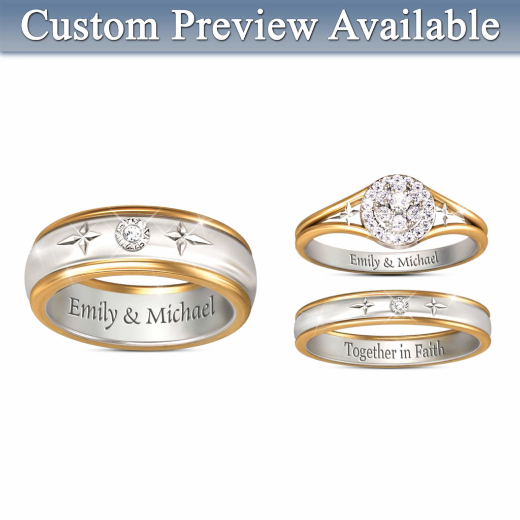 Forever in Faith His & Hers Personalized Wedding Rings