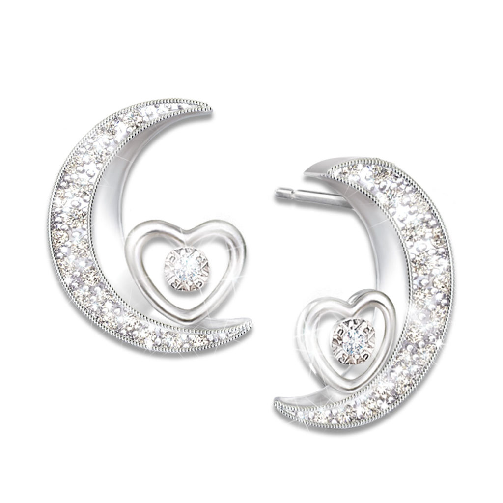 I Love You to the Moon and Back Daughter Diamond Earrings