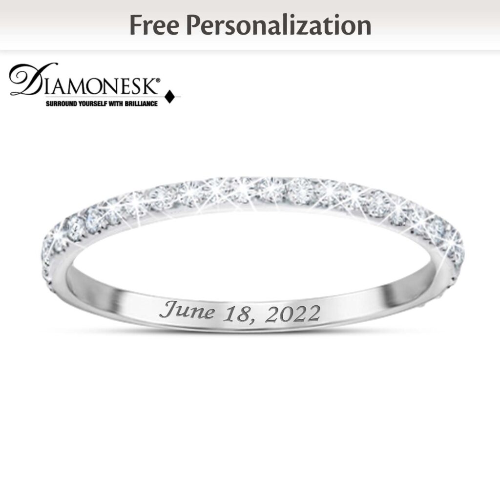 Diamonesk Wedding Band With Personalized Names
