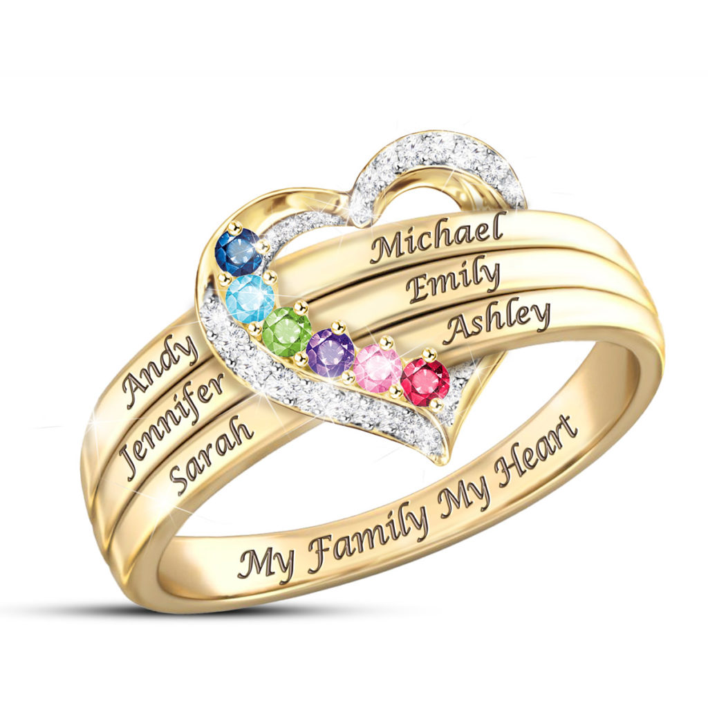 My Family, My Heart Personalized Ring