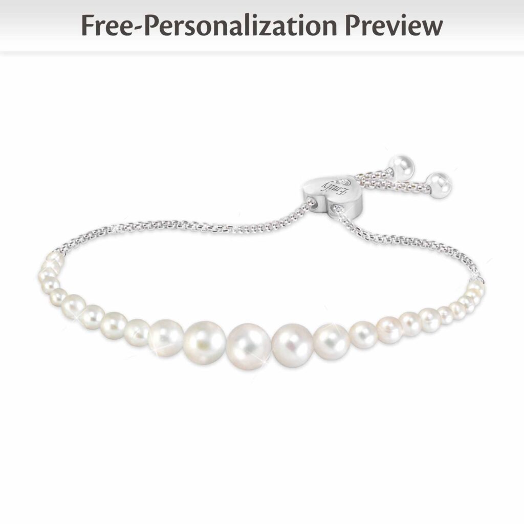 Diamond & Cultured Pearl Daughter Personalized Bracelet