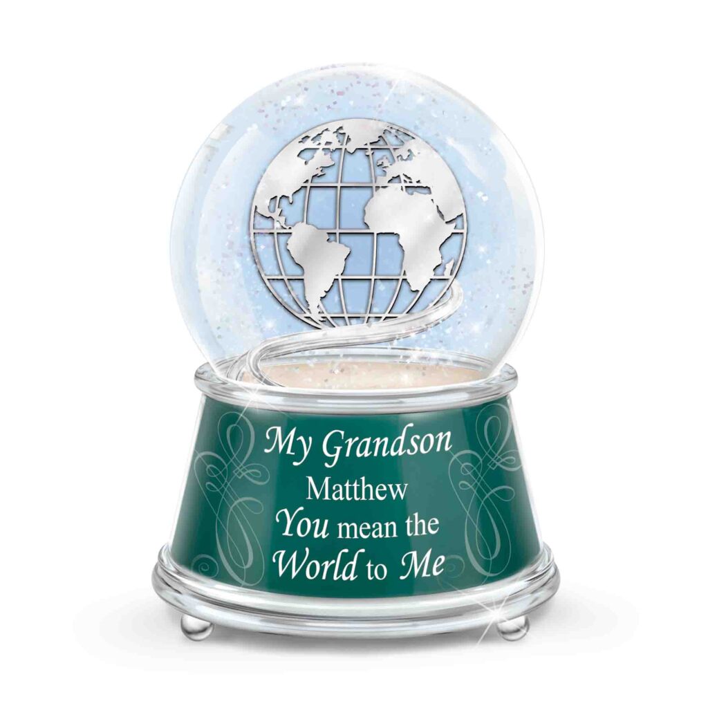 My Heart, My World Grandson Personalized Glitter Globe