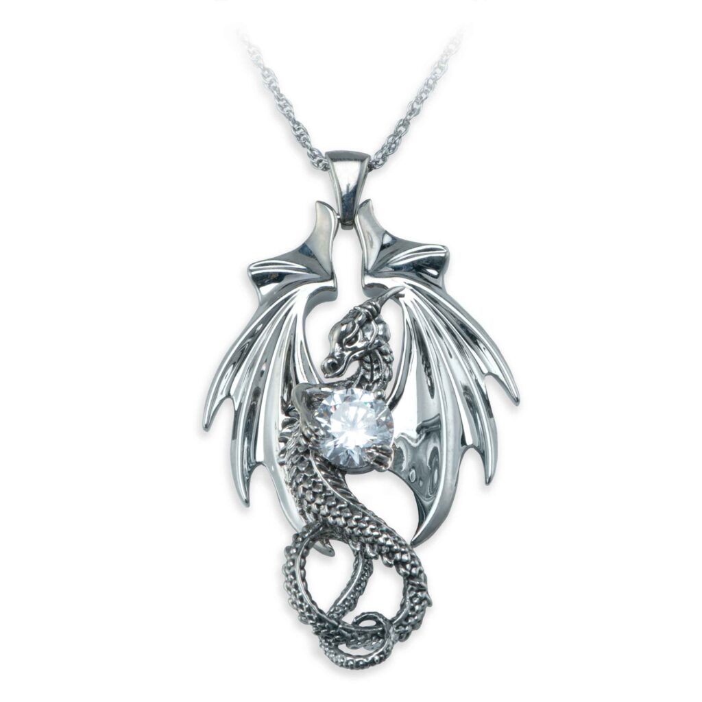 Fire and Ice Dragon Pendant Necklace