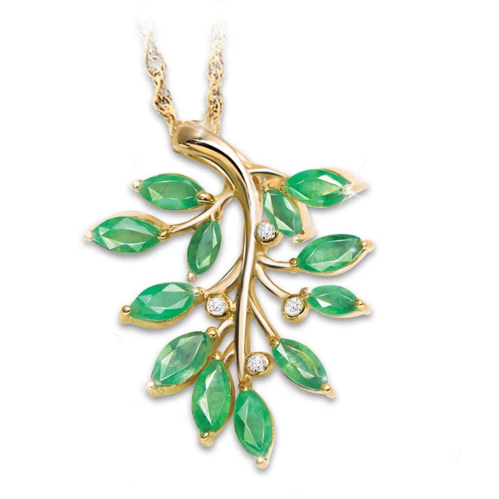 Enchanted Beauty Emerald and Diamond Pendant Necklace