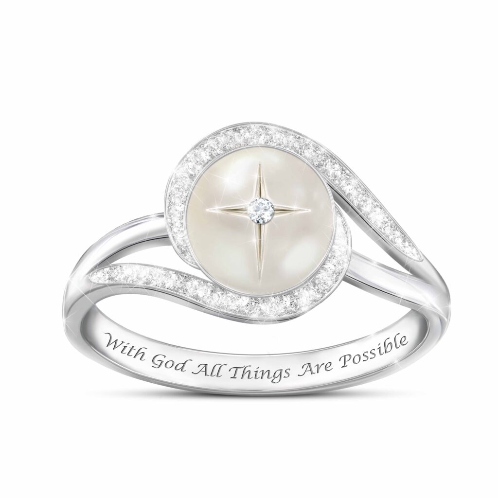 God's Pearl of Wisdom Mother-of-Pearl and Diamond Ring