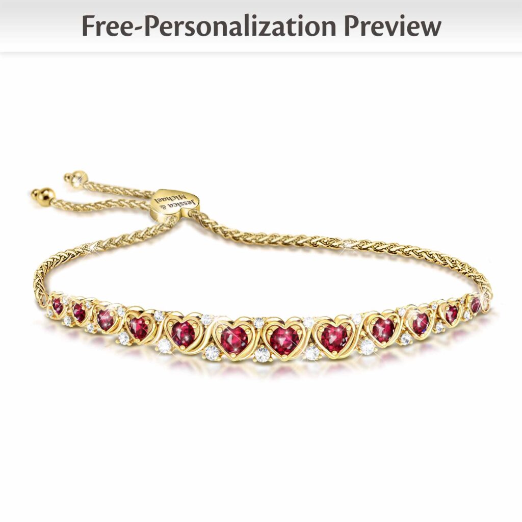 A Dozen Rubies of Love Personalized Bracelet