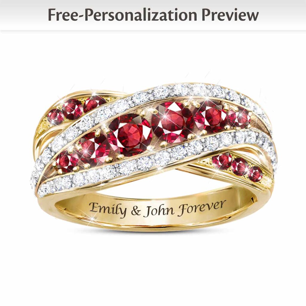 A Dozen Rubies of Love Personalized Ring