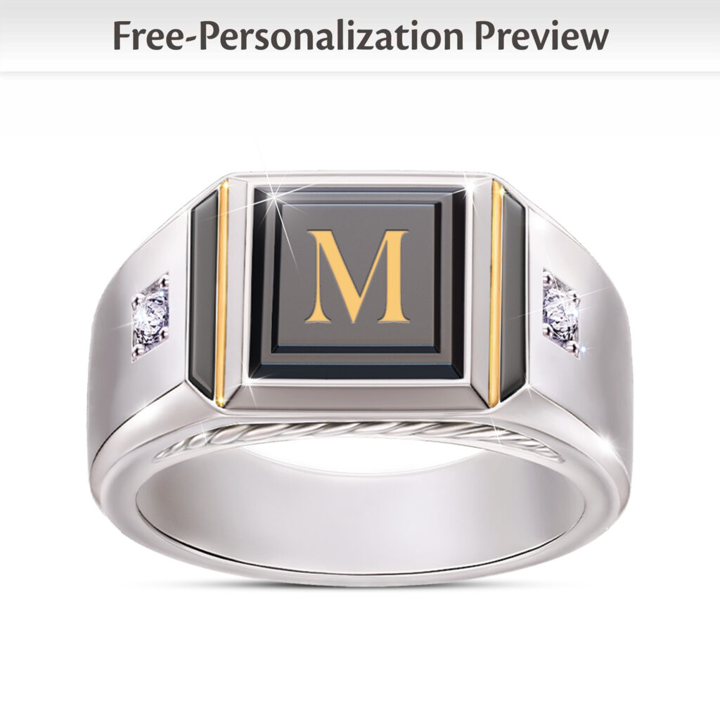 Diamond & Black Onyx Man of Distinction Personalized Ring