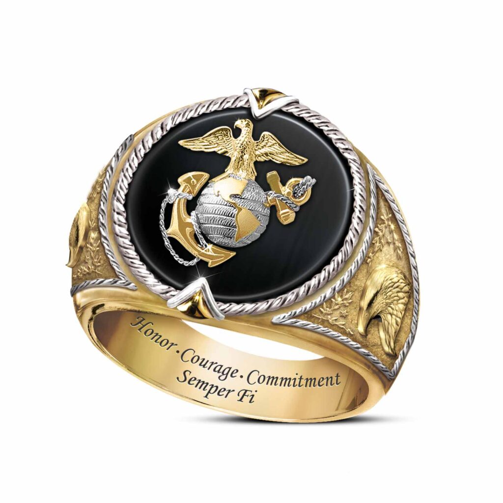 Solid Sterling Silver And 18K Gold-Plated Semper Fi Ring