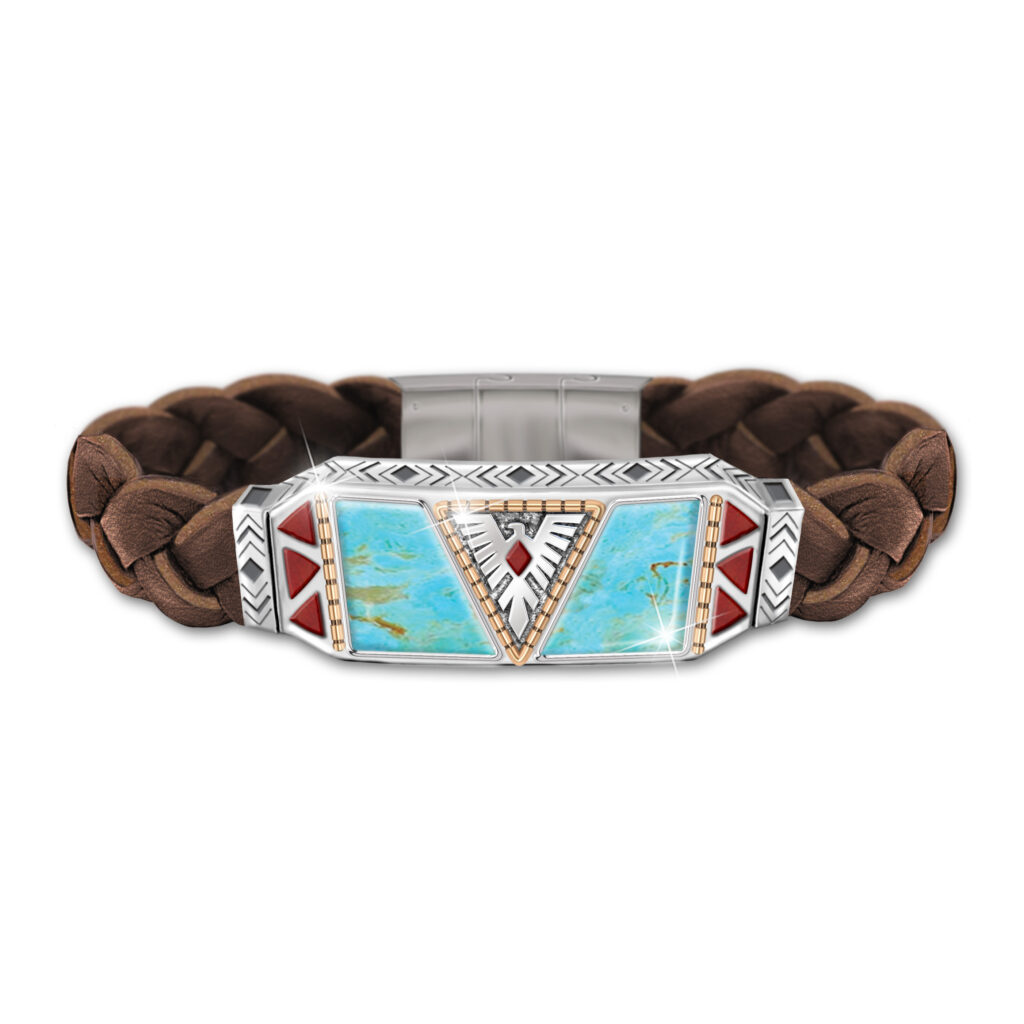 Turquoise and Leather Native Spirit Bracelet