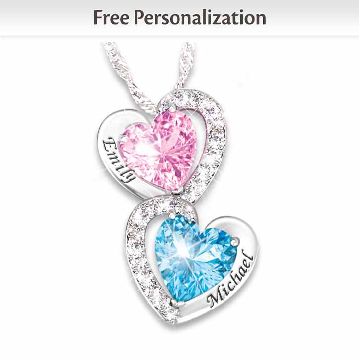 Birthstone Beat of My Heart Personalized Pendant Necklace