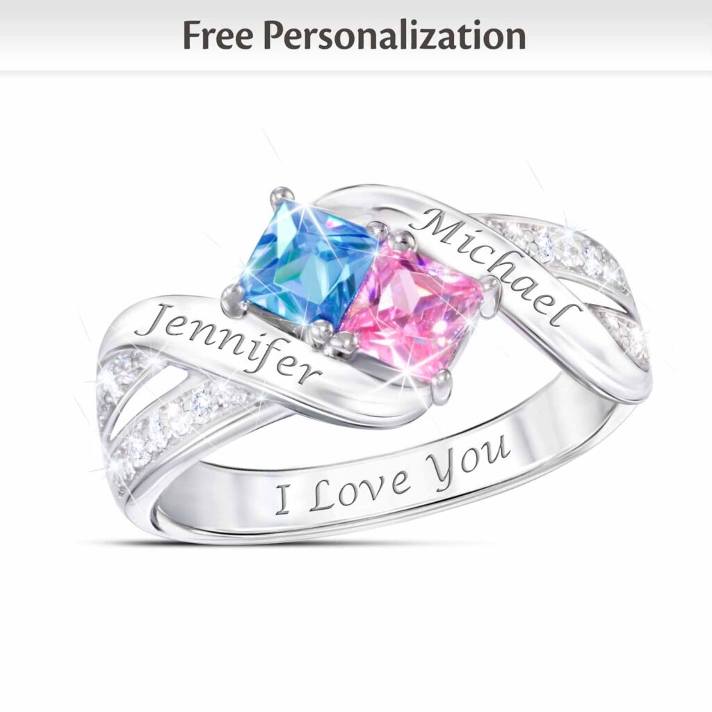 Birthstone Cheek to Cheek Personalized Ring