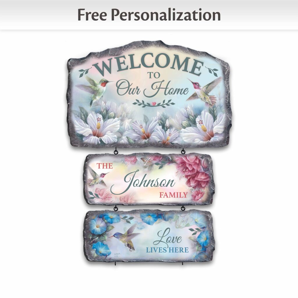 Hummingbird Greetings Personalized Welcome Sign Collection