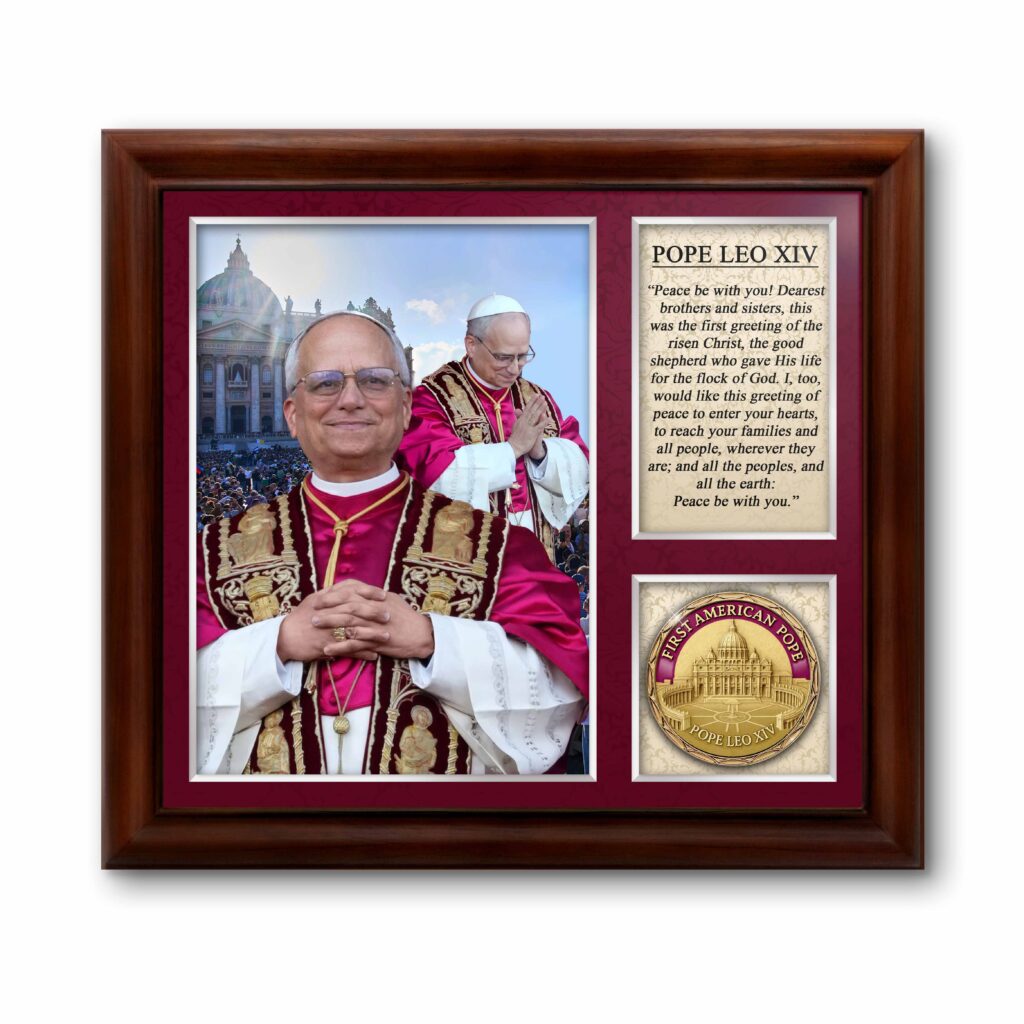 Pope Leo XIV Framed Art Print with Medallion