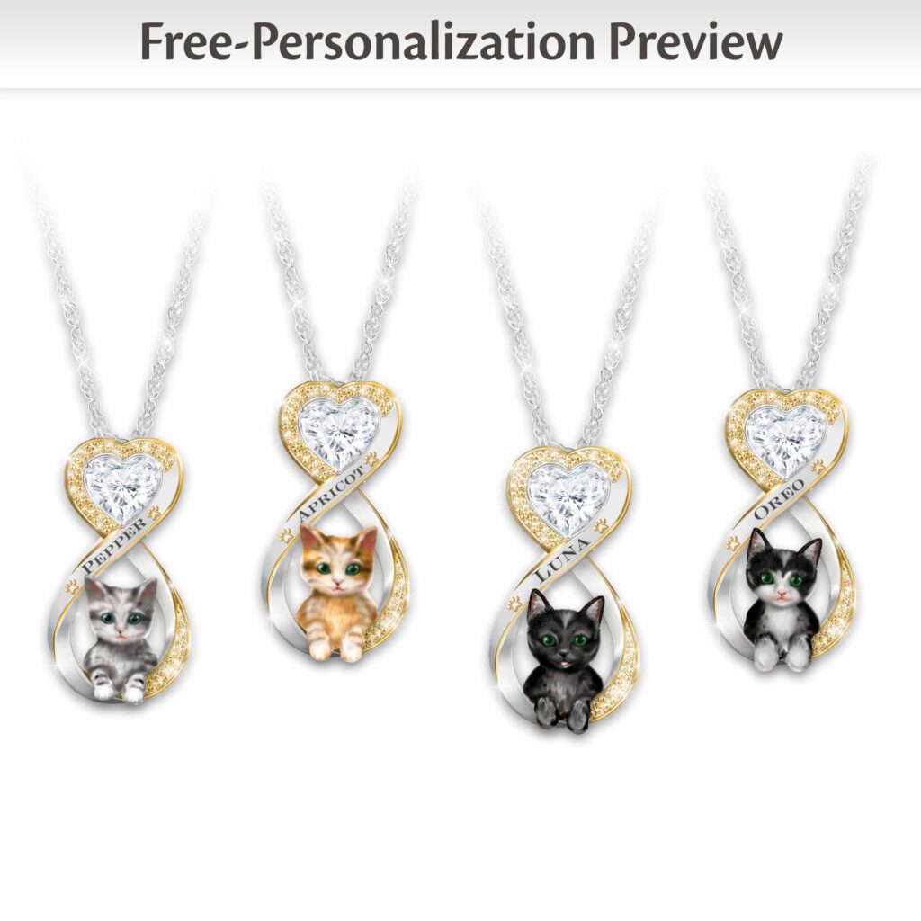 Always In My Heart Cat Infinity Personalized Necklace