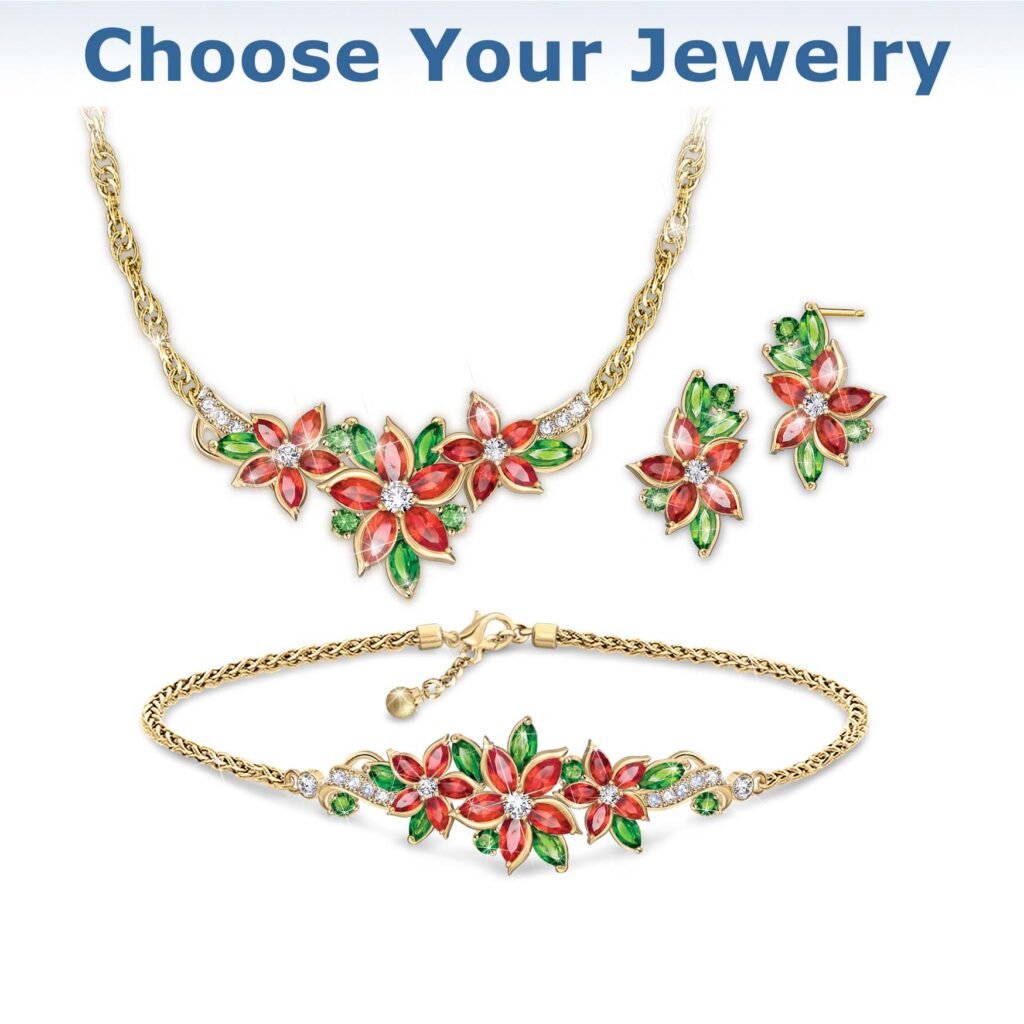 Poinsettia Christmas Bloom Jewelry Set
